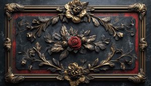 Ornate Gold Floral Relief Art 4K Desktop Background Wallpaper