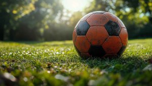 Orange Soccer Ball on Green Grass Mobile Wallpaper Free Download