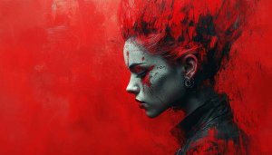 Red Abstract Art Girl Portrait Mobile Wallpaper Free Backgrounds