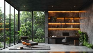 Modern Office Interior Wallpaper, Luxury Workspace 4K Desktop Background