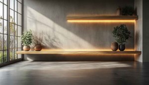 Minimalist Room Interior Plants Desktop Background, Aesthetic Room Wallpaper 4K
