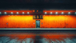 Orange Subway Station Aesthetic 4K Desktop Background Mobile Wallpaper