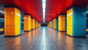 Colorful Subway Station Urban Design 4K Desktop Wallpaper Background