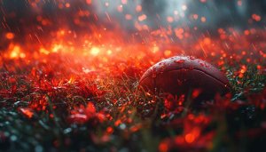 Rainy Football Field 4K Desktop Background Wallpaper