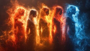 Fire and Ice Women Fantasy Art Mobile Phone Wallpaper 4K