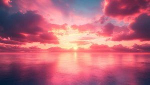 Ocean Sunset Pink Clouds Mobile Wallpaper 4K Desktop Background