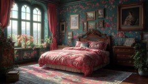 Vintage Floral Bedroom Wallpaper, Cozy Home Decor, Free Desktop Background