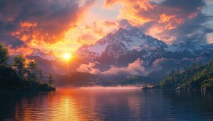 Mountain Lake Sunrise 4K Desktop Background Landscape Mobile Wallpaper
