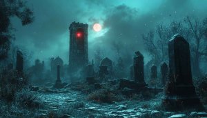 Spooky Graveyard Moonlit Night 4K Desktop Background Mobile Wallpaper