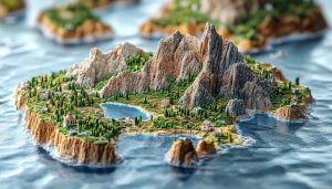 Tiny Island 4K Desktop Wallpaper, Detailed Coastline Mobile Backgrounds
