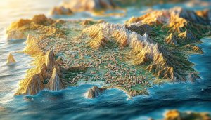 Miniature World Map 4K Desktop Background Terrain Coastline Scenery