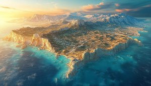 Coastal Island Landscape Wallpaper, HD Aerial View Desktop Backgrounds