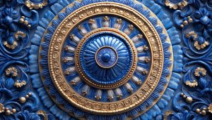 Blue and Gold Ornamental Pattern Art 4K Desktop Mobile Wallpaper