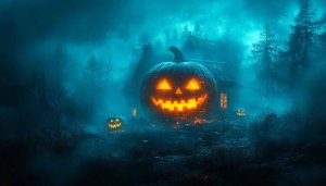 Spooky Halloween Pumpkin Patch 4K Desktop Background Mobile Wallpaper