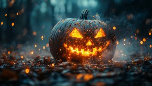 Spooky Halloween Pumpkin 4K Desktop Wallpaper, Jack O'Lantern Scary Background