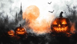 Spooky Halloween Pumpkins 4K Desktop Background Illustration Wallpaper