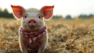 Cute Piglet in Bandana Animal Wallpaper 4K Desktop Background