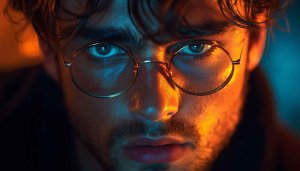 Intense Man Portrait with Glasses 4K Desktop Background Wallpaper