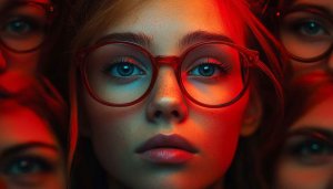 Girl in Glasses Abstract Portrait Art Mobile Wallpaper 4K