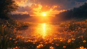Golden Hour River Landscape 4K Wallpaper for Desktop and Mobile