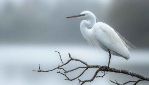 Elegant White Egret Bird 4K Desktop Background Wildlife Wallpaper