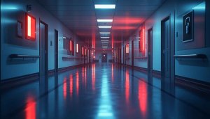 Eerie Hospital Hallway Aesthetic Wallpaper, Free Desktop Backgrounds