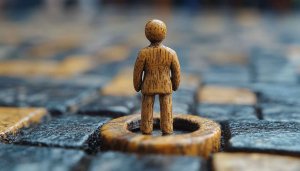 Wooden Figure on Checkerboard HD Desktop Wallpaper, Artistic Mobile Background