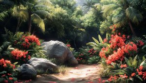 Lush Tropical Forest Path 4K Desktop Background, Free Mobile Wallpaper