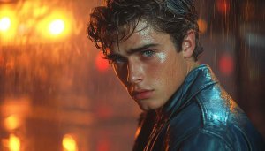Intense Portrait Wet Young Man Aesthetic Mobile Background Wallpaper