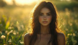 Brunette Freckled Girl Portrait Nature Aesthetic Mobile Wallpaper