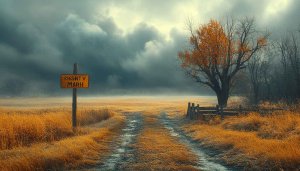 Autumn Field 4K Wallpaper - Moody Weather Background for Desktop