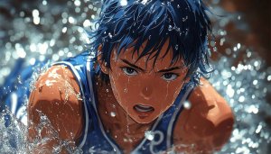 Anime Basketball Player Water Splash 4K Desktop Background Wallpaper