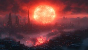 Red Planet Cityscape 4K Desktop Wallpaper, Apocalyptic City Background