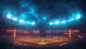 Night Baseball Field 4K Wallpaper for Desktop & Mobile Background