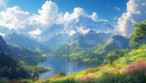 Scenic Mountain Lake Landscape 4K Wallpaper for Desktop Backgrounds
