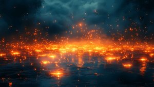 Fiery Abstract Reflections 4K Wallpaper - Desktop and Mobile Background
