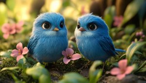 Cute Bluebird Cartoon 4K Wallpaper for Desktop and Mobile