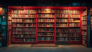 Antique Bookcase Wallpaper, Vintage Bookshelves Desktop Background, Free HD Library
