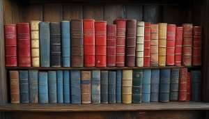 Antique Bookshelf 4K Wallpaper - Vintage Books Library Background