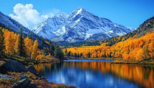 Crystal Lake Snowy Mountain 4K Desktop Mobile Wallpaper Background