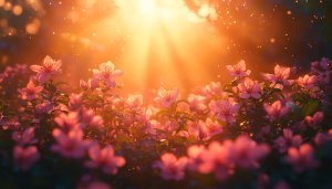 Pink Flowers Golden Hour Desktop Background Mobile Wallpaper Free