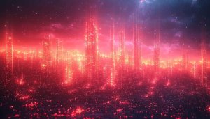 Neon Red Futuristic Cityscape 4K Desktop and Mobile Wallpaper