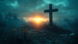 Cross Silhouette at Sunrise 4K Mobile Wallpaper and Desktop Background