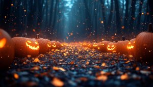 Spooky Halloween Pumpkins 4K Wallpaper for Desktop and Mobile Background