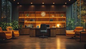 Executive Office Decor Wallpaper: 4K Interior Design Desktop Background