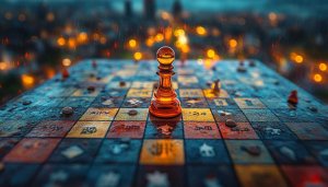 Chessboard Rainy Night 4K Desktop Wallpaper, Mobile Background Strategy Game