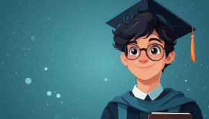 Graduation Boy Illustration Wallpaper, Animated Character 4K Desktop Background