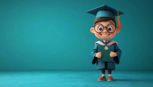 Cartoon Boy Graduation 4K Wallpaper for Desktop and Mobile