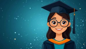 Graduation Girl Cartoon 4K Wallpaper for Desktop and Mobile
