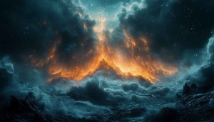Dramatic Celestial Event Mobile Wallpaper, Fiery Clouds 4K Background
